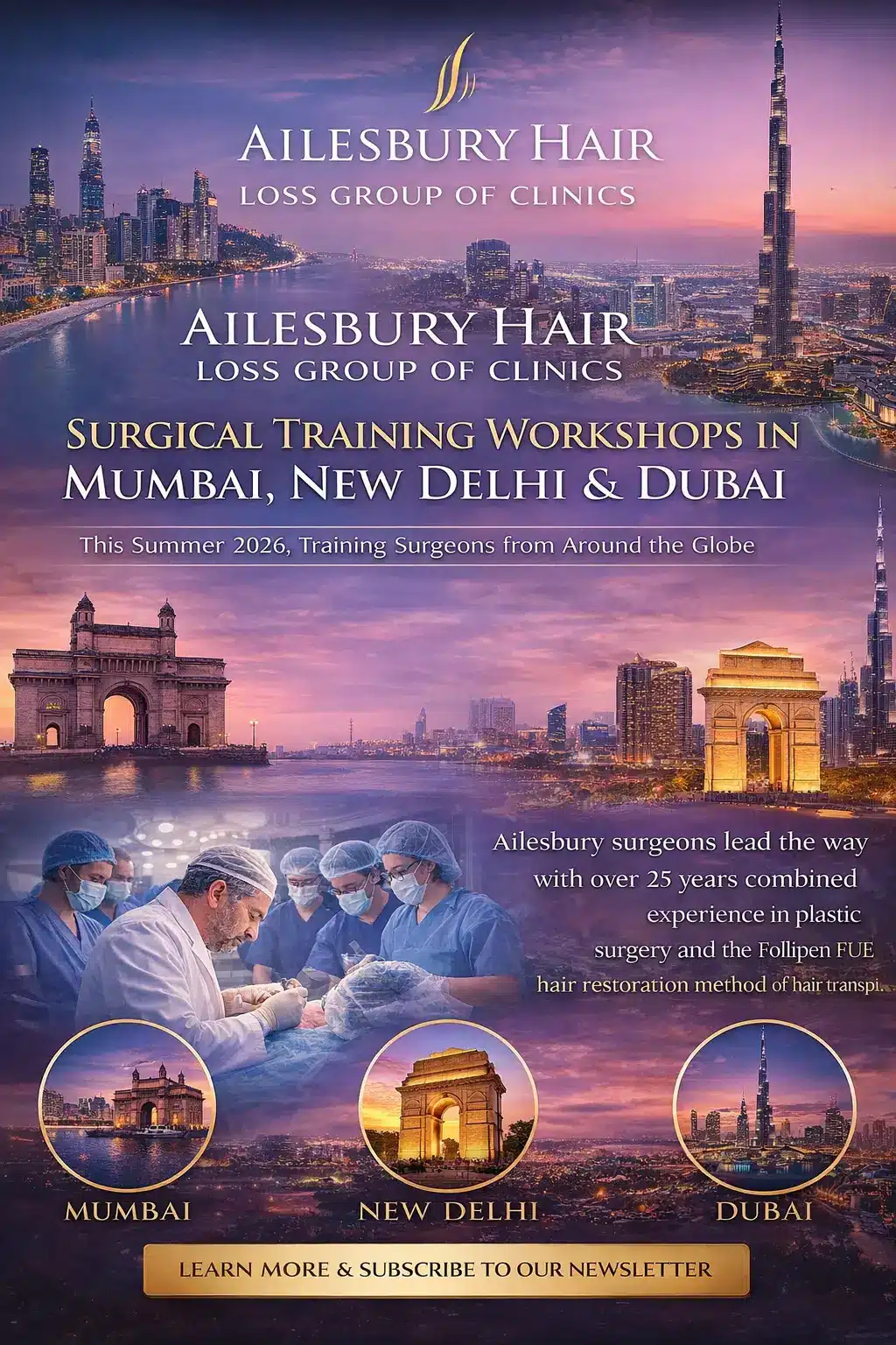 Ailesbury Hair Loss Group of Clinics - Surgical Training Workshops in Mumbai, New Delhi and Dubai.